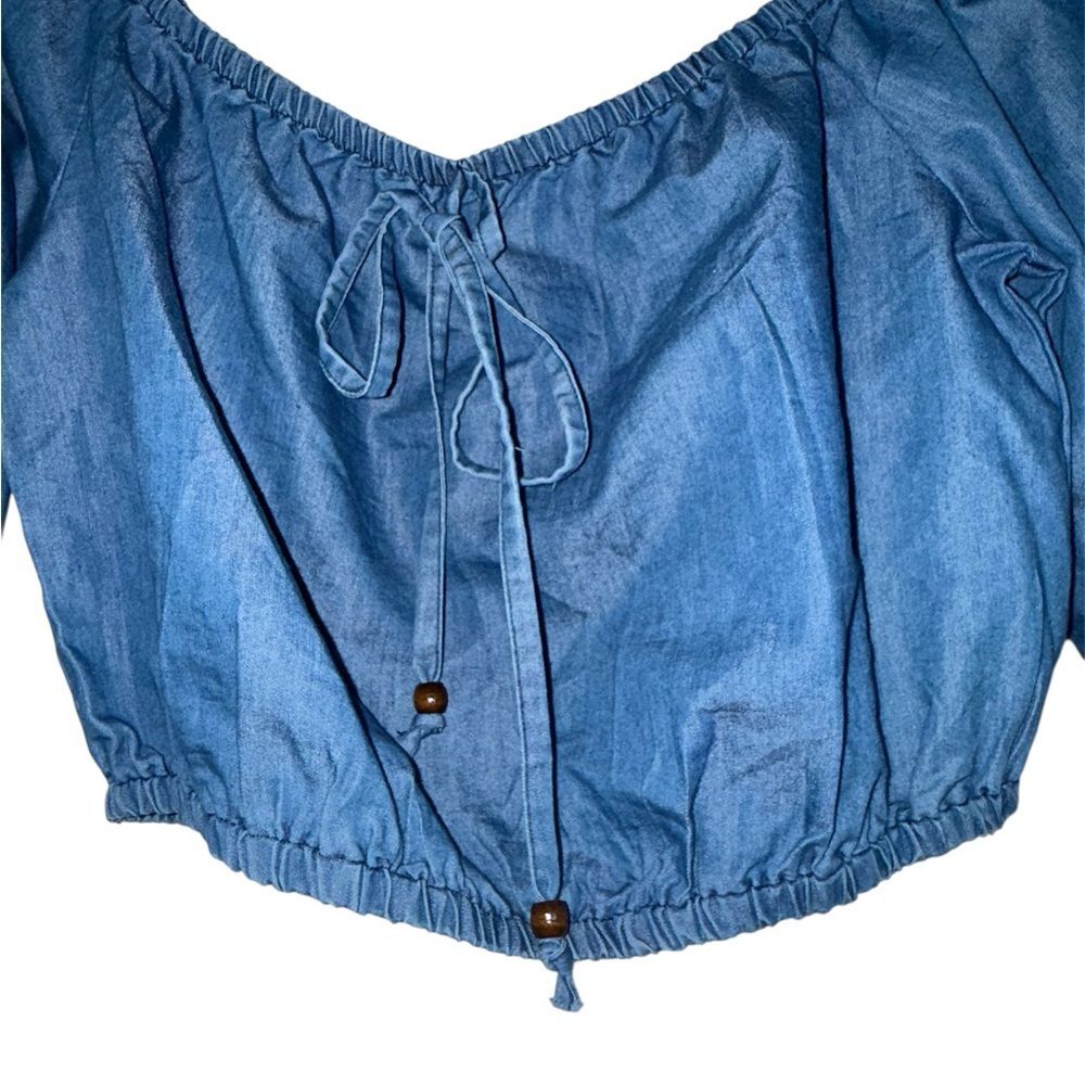 Blue Off-Shoulder Top - Picture 2 of 6